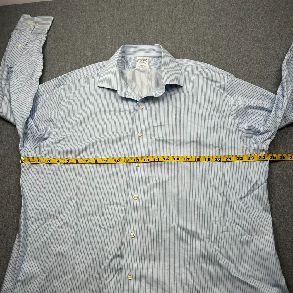 Brooks Brothers Regent Fit Button Up Long Sleeve Dress Shirt Mens 17.5-4/5 Blue - Picture 6 of 13